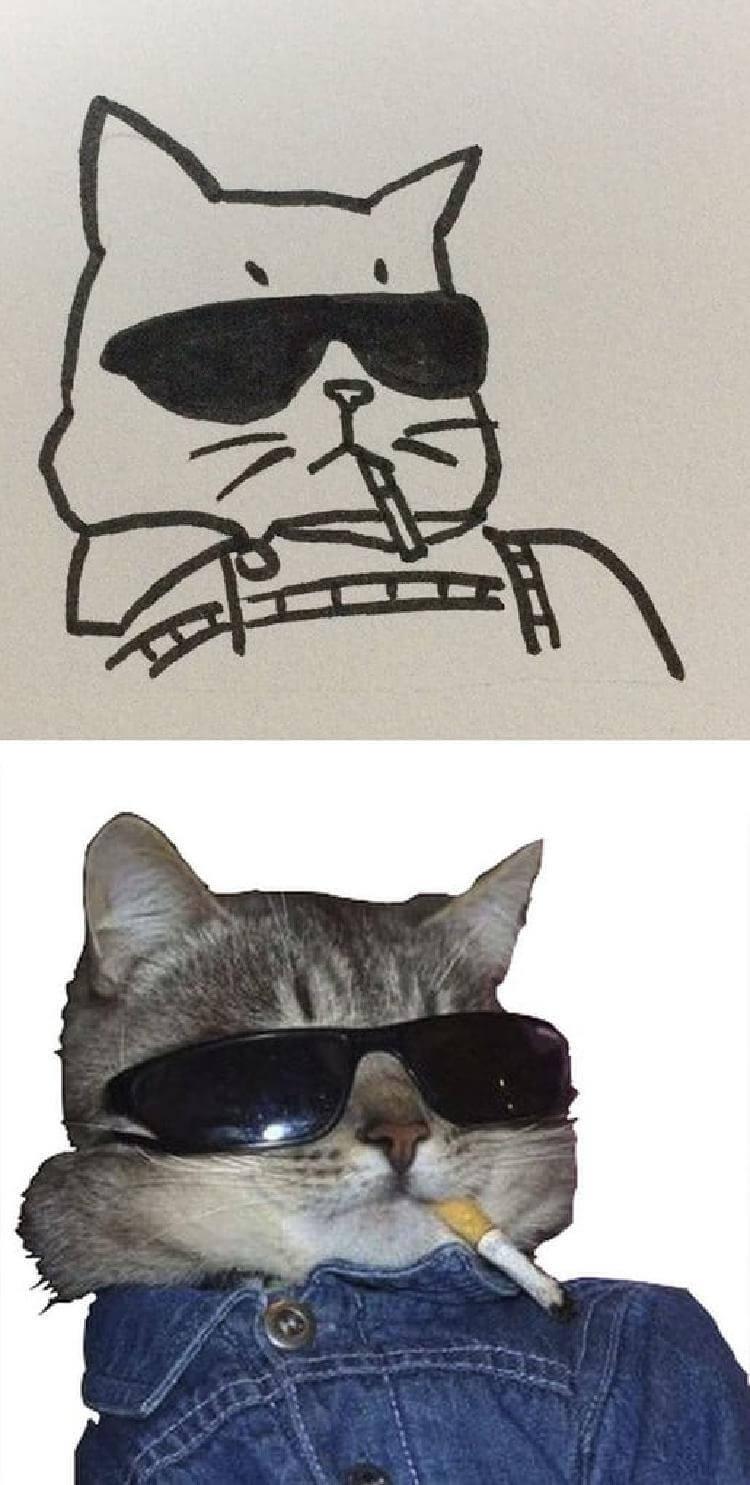 Крутой кот нарисованный